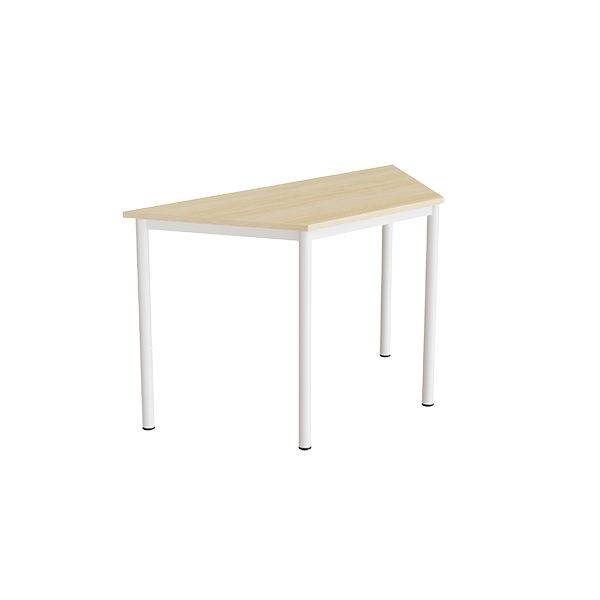 Office skrivebord trapezformet 120/60x52cm h&oslash;jde 72cm birk laminat, hvidt stel