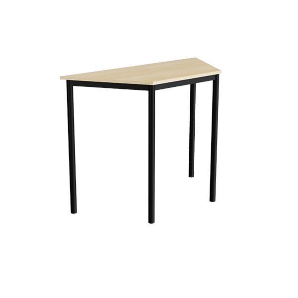 Office skrivebord trapezformet 120/60x52cm højde 90cm birk laminat, sort stel