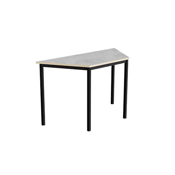 Office skrivebord trapezformet 120/60x52cm højde 72cm lys grå linoleum, sort stel