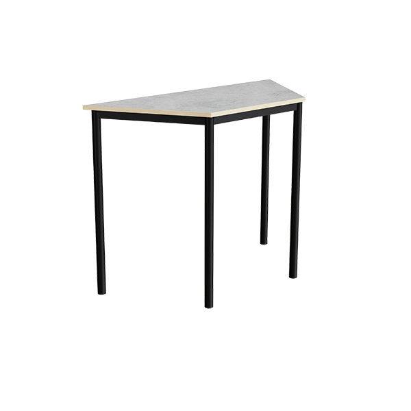 Office skrivebord trapezformet 120/60x52cm h&oslash;jde 90cm lys gr&aring; linoleum, sort stel