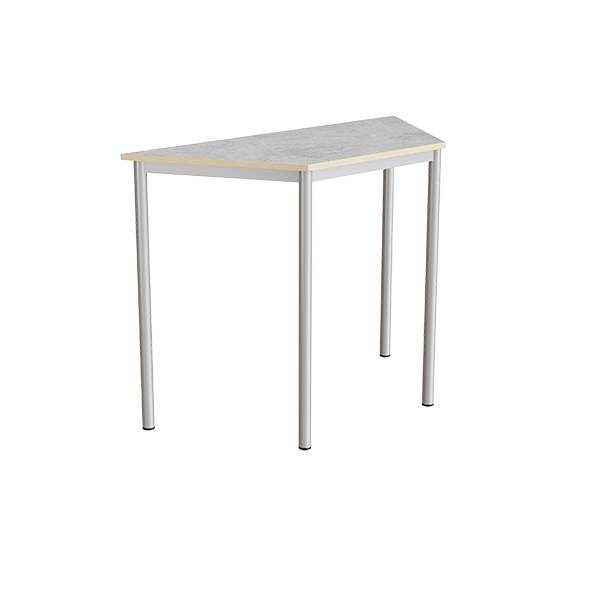 Office skrivebord trapezformet 120/60x52cm højde 90cm lys grå linoleum, alugråt stel