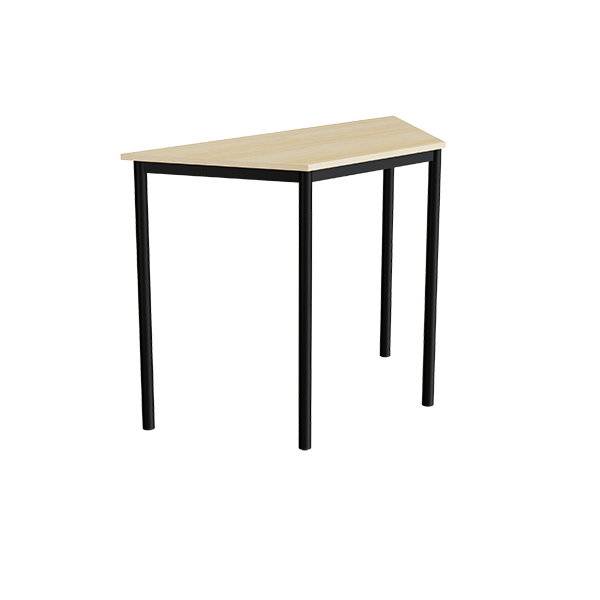 Office skrivebord trapezformet 120/60x52cm h&oslash;jde 90cm lydd&aelig;mpende birk laminat, sort stel