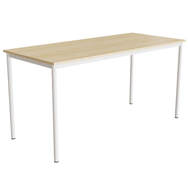 Office skrivebord 180x80cm højde 90cm birk laminat, hvidt stel