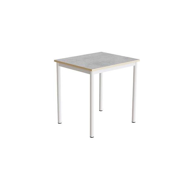 Office skrivebord 70x60cmm højde 72cm lys grå linoleum, hvidt stel