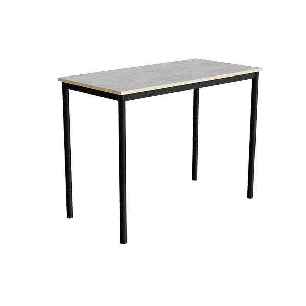 Bord Combi 120x60cm i lys gr&aring; linoleum med sort stel, h&oslash;jde 90cm