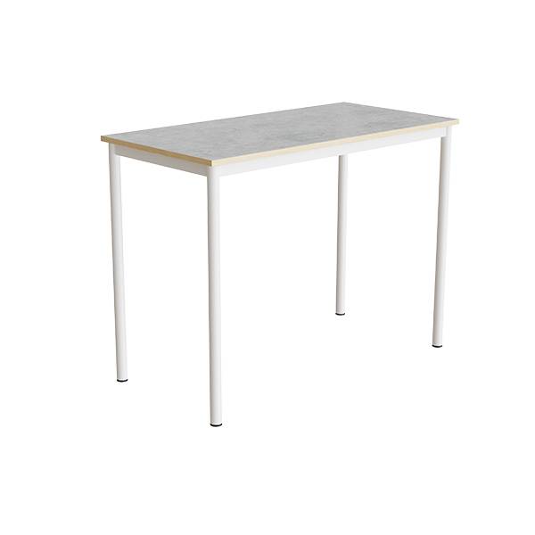 Bord Combi 120x60cm i lys gr&aring; linoleum med hvidt stel, h&oslash;jde 90cm