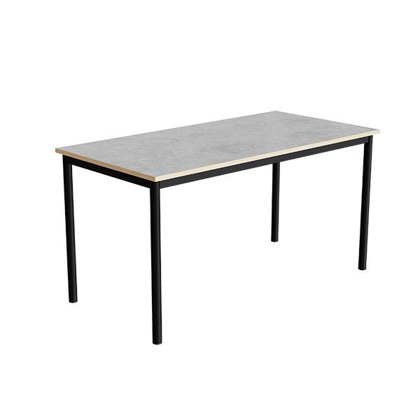 Elevbord 140x70cm i lys gr&aring; linoleum med sort stel, h&oslash;jde 72cm