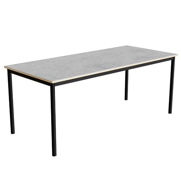 Office skrivebord 180x80cm højde 72cm lys grå linoleum, sort stel