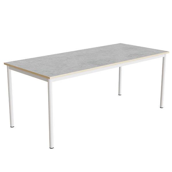 Office skrivebord 180x80cm højde 72cm lys grå linoleum, hvidt stel