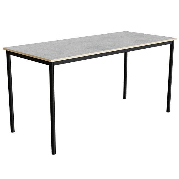 Office skrivebord 180x80cm h&oslash;jde 90cm lys gr&aring; linoleum, sort stel