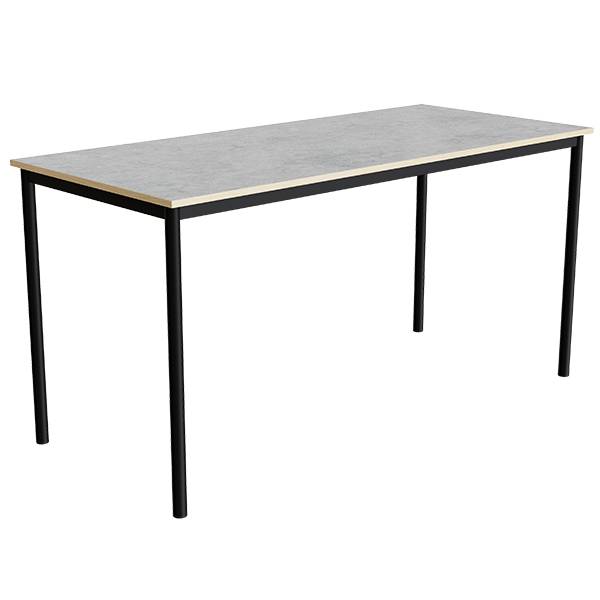 Office skrivebord 180x80cm h&oslash;jde 90cm lys gr&aring; linoleum, sort stel