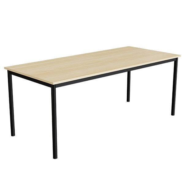 Office skrivebord 180x80cm h&oslash;jde 72cm lydd&aelig;mpende birk laminat, sort stel