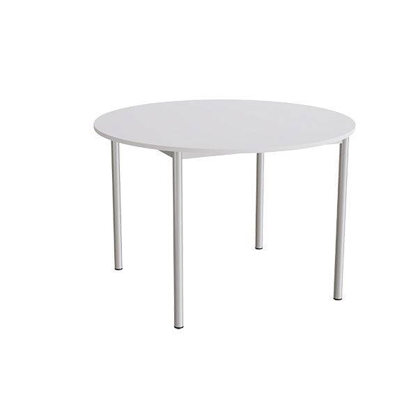 Kantinebord &Oslash;120cm i gr&aring; h&oslash;jtrykslaminat med alugr&aring;t stel, h&oslash;jde 80cm