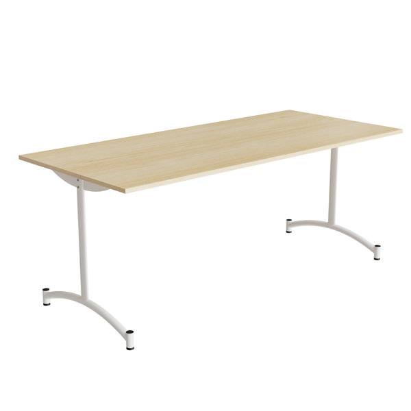 Zeb kantinebord 180x80cm med birk laminat og hvidt stel, h&oslash;jde 72cm
