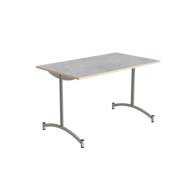 Zeb kantinebord 120x70cm med lys gr&aring; linoleum og alugr&aring;t stel, h&oslash;jde 72cm