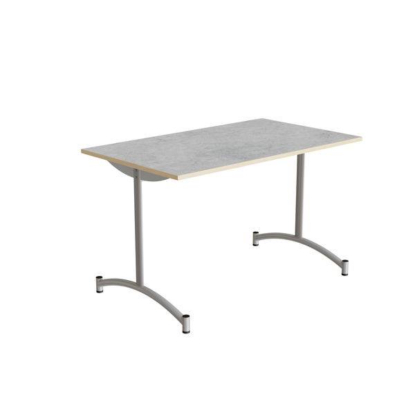 Zeb kantinebord 120x70cm med lys gr&aring; linoleum og alugr&aring;t stel, h&oslash;jde 72cm