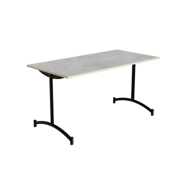 Bord Zeb 140x70cm i lys gr&aring; linoleum med sort stel, h&oslash;jde 72cm 