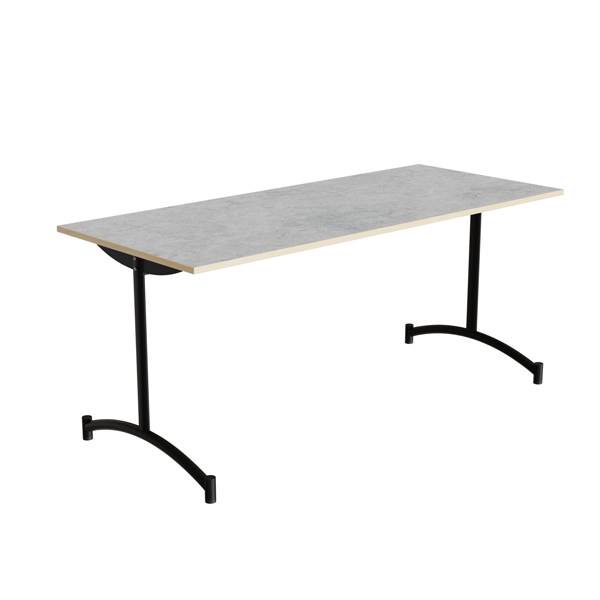 Zeb kantinebord 165x70cm med lys gr&aring; linoleum og sort stel, h&oslash;jde 72cm