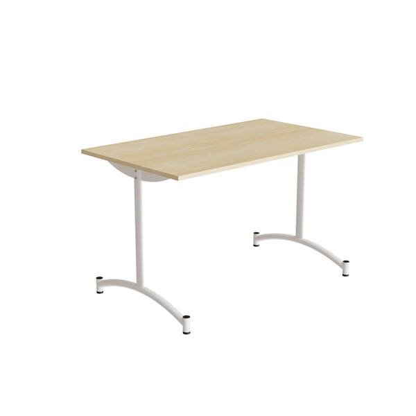 Zeb kantinebord 120x70cm med lydabsorberende birk laminat og hvidt stel, højde 72cm