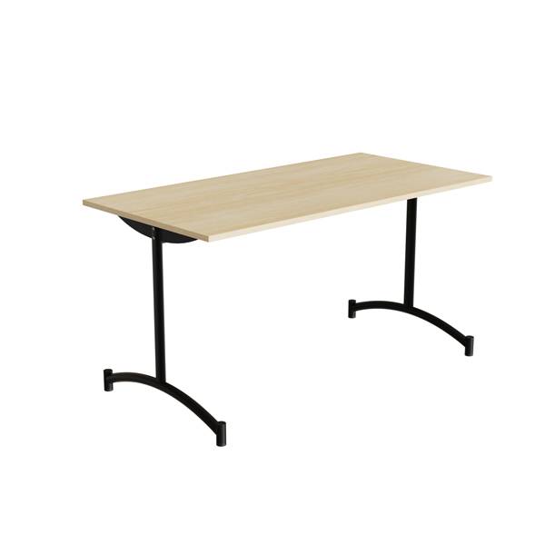 Bord Zeb 140x70cm i lydd&aelig;mpende birk laminat med sort stel, h&oslash;jde 72cm 