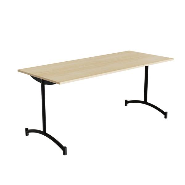 Zeb kantinebord 165x70cm med lydabsorberende birk laminat og sort stel, højde 72cm