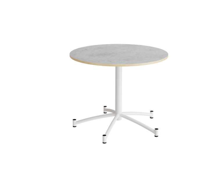 Zam rundt kantinebord Ø90cm lys grå linoleum på hvidt stel
