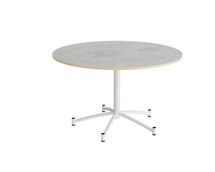 Zam rundt kantinebord &Oslash;120cm lys gr&aring; linoleum p&aring; hvidt stel