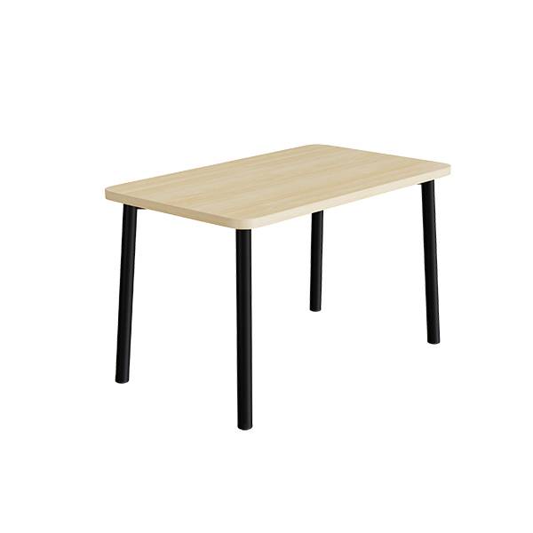 B&oslash;rnebord 120x70cm i birk h&oslash;jtrykslaminat med sort stel, h&oslash;jde 72cm