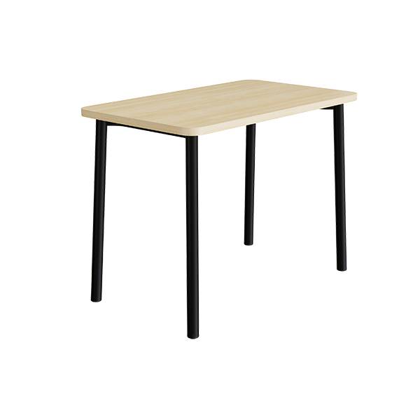 B&oslash;rnebord 120x70cm i birk h&oslash;jtrykslaminat med sort stel, h&oslash;jde 90cm