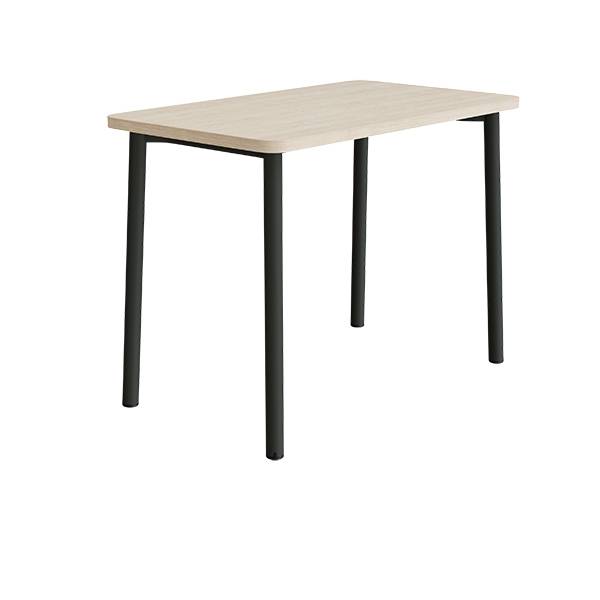 B&oslash;rnebord 120x70cm i lydd&aelig;mpende hvidpigmenteret eg laminat med sort stel, h&oslash;jde 90cm