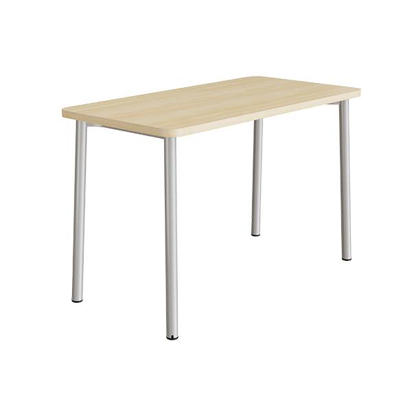 B&oslash;rnebord 140x70cm i birk h&oslash;jtrykslaminat med alugr&aring;t stel, h&oslash;jde 90cm 