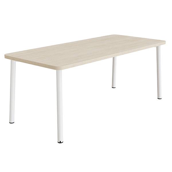 B&oslash;rnebord 180x80cm i hvidpigmenteret eg laminat med hvidt stel, h&oslash;jde 72cm