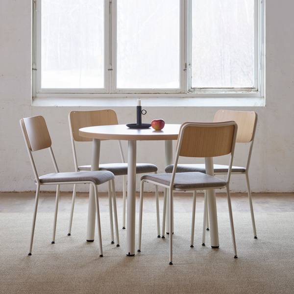 Kantinebord Ø90cm højde 72cm birk laminat på alu stel