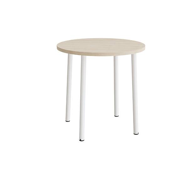 Rundt b&oslash;rnebord &Oslash;90cm i hvidpigmenteret eg laminat med hvidt stel, h&oslash;jde 90cm