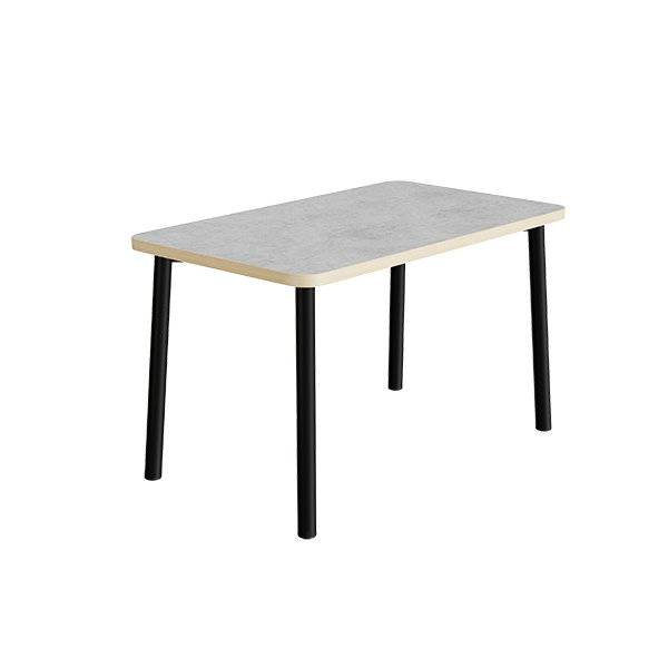 B&oslash;rnebord 120x70cm i lys gr&aring; linoleum med sort stel, h&oslash;jde 72cm