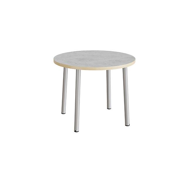 Kantinebord Ø90cm højde 72cm grå linoleum på alu stel