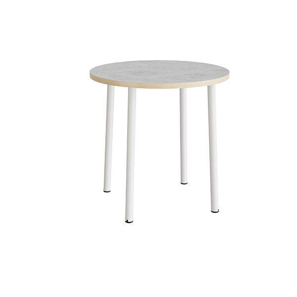 Rundt b&oslash;rnebord &Oslash;90cm i lys gr&aring; linoleum med hvidt stel, h&oslash;jde 90cm
