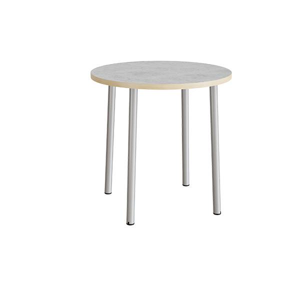 Kantinebord Ø90cm højde 90cm grå linoleum på alu stel