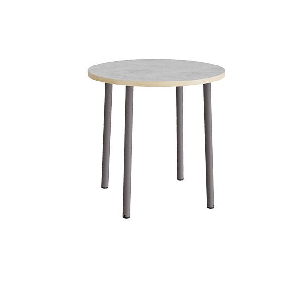 Rundt b&oslash;rnebord &Oslash;90cm i lys gr&aring; linoleum med gr&aring;t stel, h&oslash;jde 90cm 