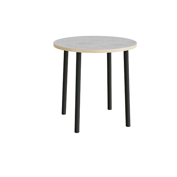 Rundt b&oslash;rnebord &Oslash;90cm i lys gr&aring; linoleum med sort stel, h&oslash;jde 90cm 