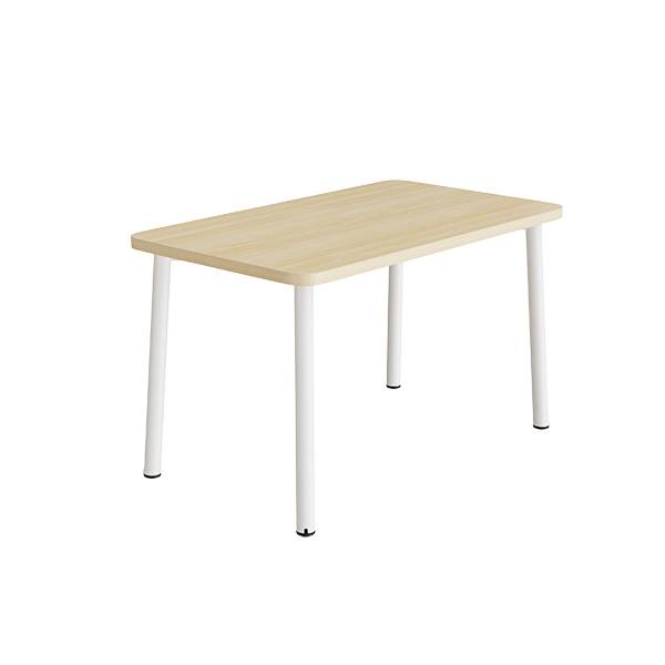 B&oslash;rnebord 120x70cm i lydd&aelig;mpende birk h&oslash;jtrykslaminat med hvidt stel, h&oslash;jde 72cm