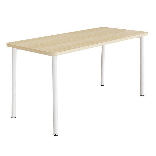 B&oslash;rnebord 180x80cm i lydd&aelig;mpende birk h&oslash;jtrykslaminat med hvidt stel, h&oslash;jde 90cm