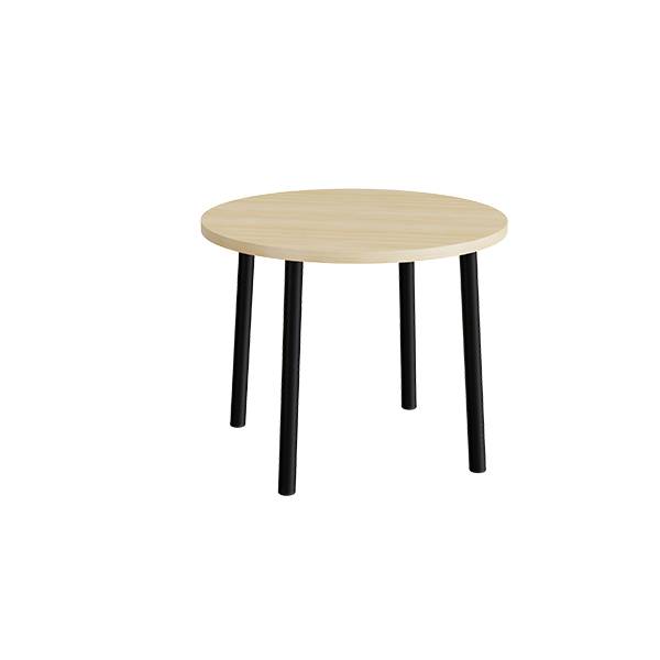 Kantinebord Ø90cm højde 72cm lyddæmpende birk laminat på sort stel