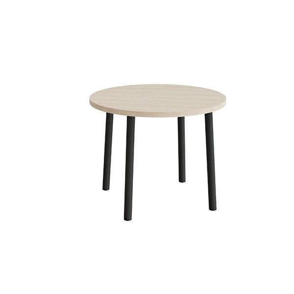 Rundt b&oslash;rnebord &Oslash;90cm i lydd&aelig;mpende hvidpigmenteret eg laminat med sort stel, h&oslash;jde 72cm 