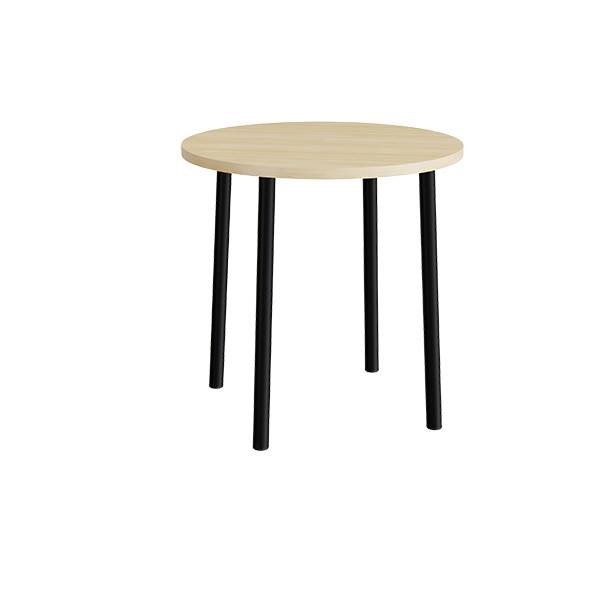 Kantinebord Ø90cm højde 90cm lyddæmpende birk laminat på sort stel