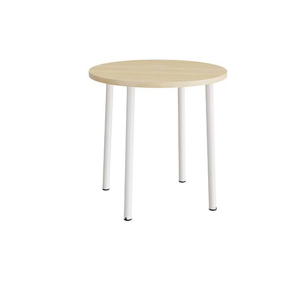 Kantinebord Ø90cm højde 90cm lyddæmpende birk laminat på hvidt stel