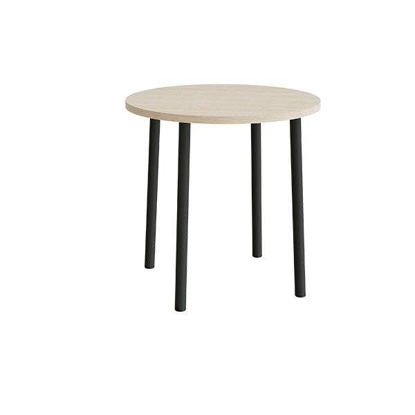 Rundt b&oslash;rnebord &Oslash;90cm i lydd&aelig;mpende hvidpigmenteret eg laminat med sort stel, h&oslash;jde 90cm 