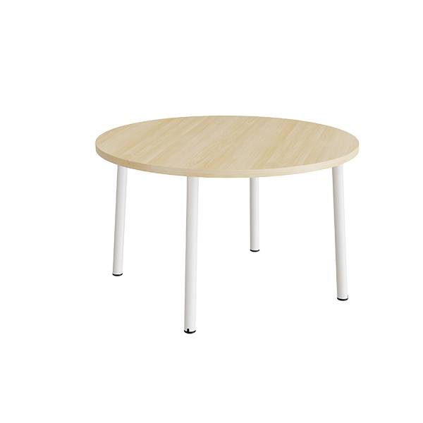 Rundt b&oslash;rnebord &Oslash;120cm i lydd&aelig;mpende birk laminat med hvidt stel, h&oslash;jde 72cm 