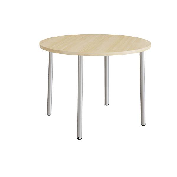 Rundt b&oslash;rnebord &Oslash;120cm i lydd&aelig;mpende birk laminat med alugr&aring;t stel, h&oslash;jde 90cm 