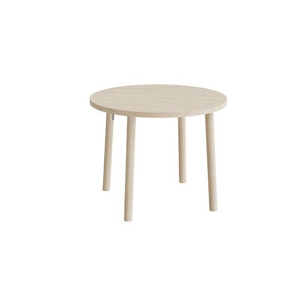Rundt b&oslash;rnebord &Oslash;90cm i hvidpigmenteret eg laminat med tr&aelig;ben, h&oslash;jde 72cm